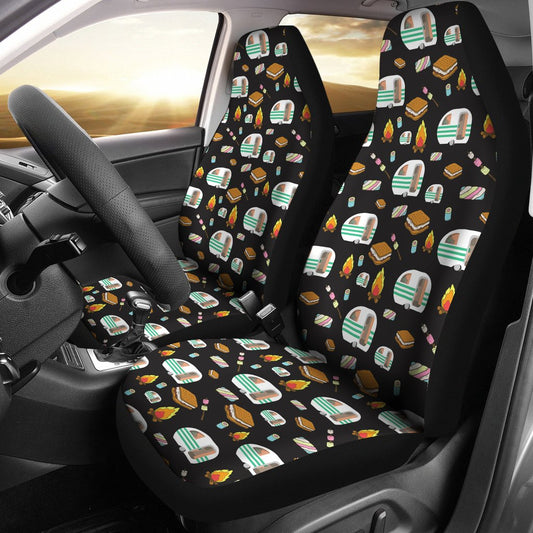 Camper Marshmallow Camping Design Print Universal Fit Car Seat Covers
