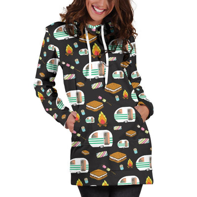 Camper marshmallow Camping Design Print Women Hoodie Dress