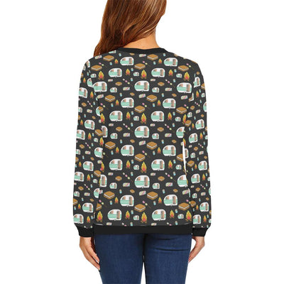 Camper marshmallow Camping Design Print Women Long Sleeve Sweatshirt-JorJune