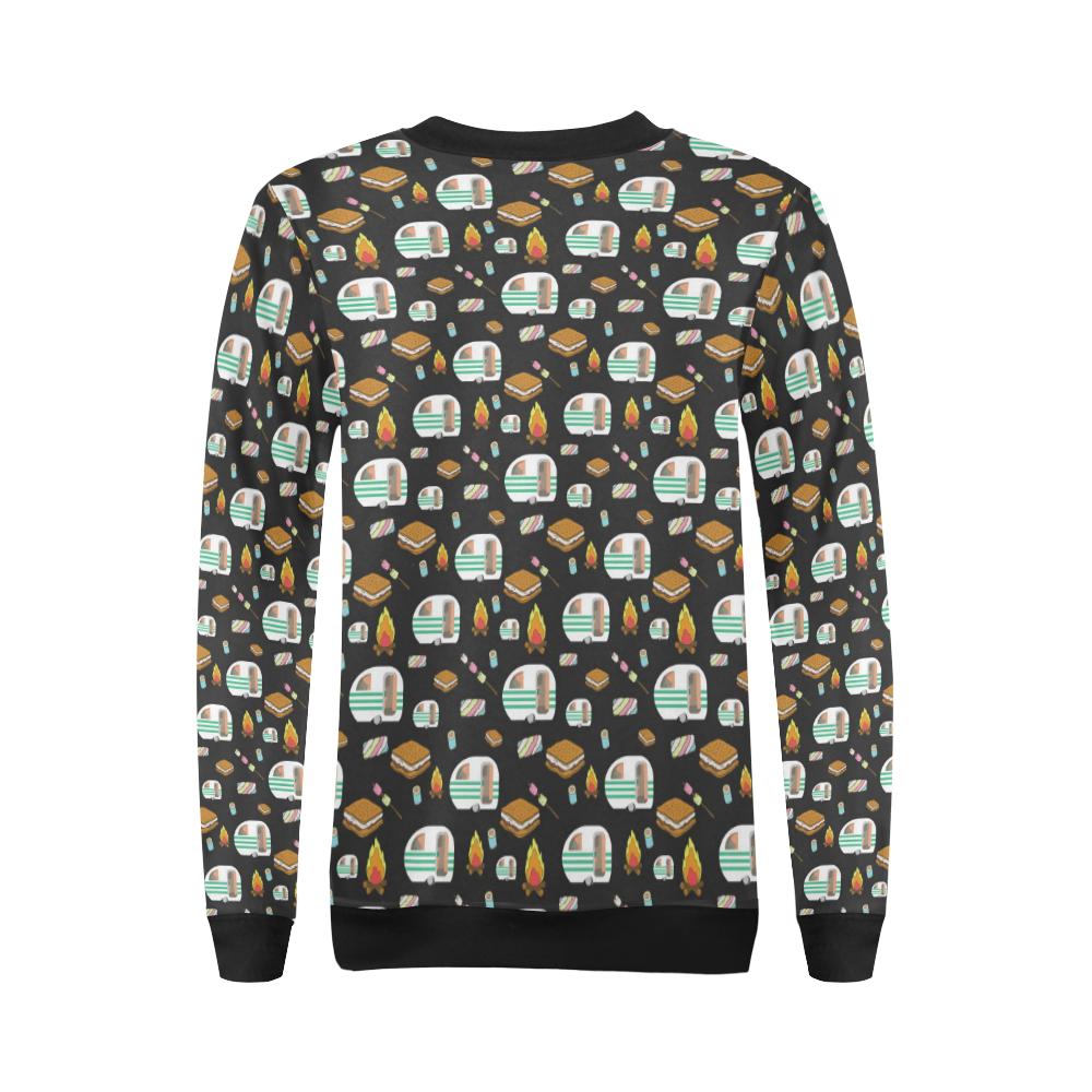 Camper marshmallow Camping Design Print Women Long Sleeve Sweatshirt-JorJune