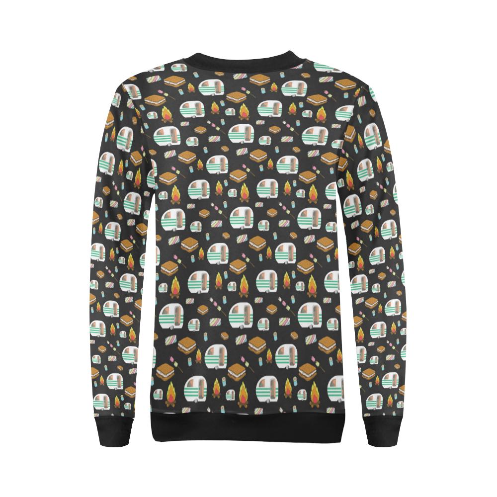 Camper marshmallow Camping Design Print Women Long Sleeve Sweatshirt-JorJune