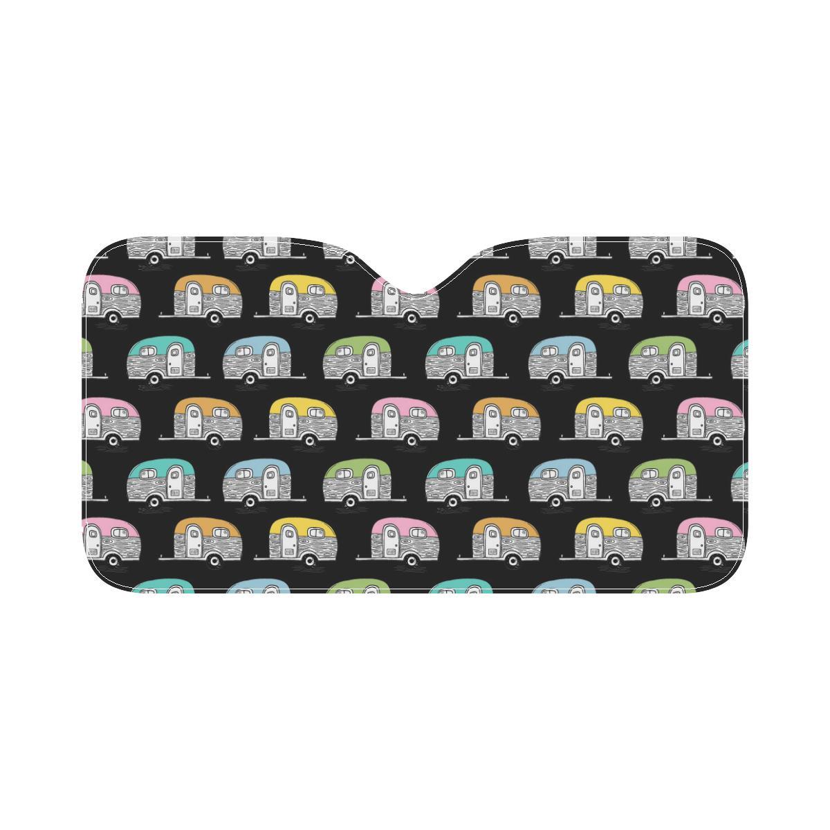 Camper Pattern Camping Themed No 2 Print Car Sun Shade-JorJune