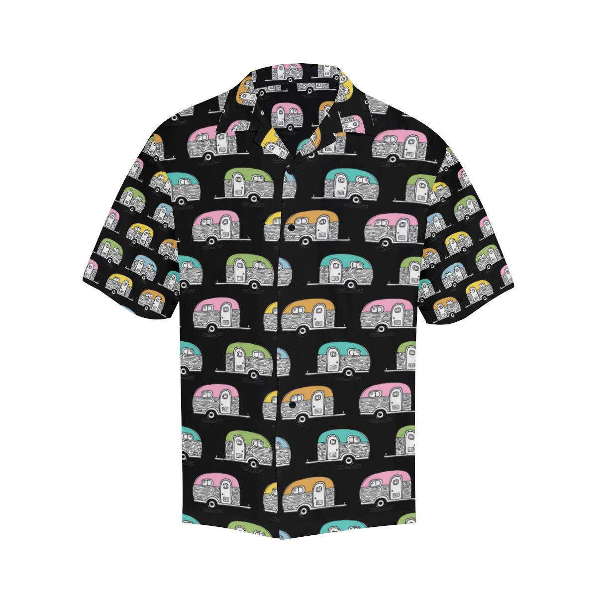 Camper Pattern Camping Themed No 2 Print Men Hawaiian Shirt-JorJune