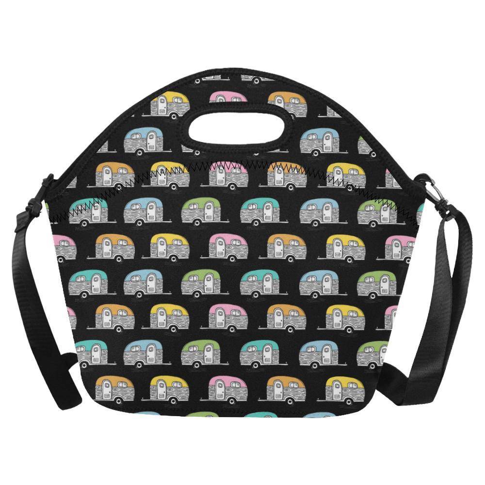 Camper Pattern Camping Themed No 2 Print Neoprene Lunch Bag-JorJune