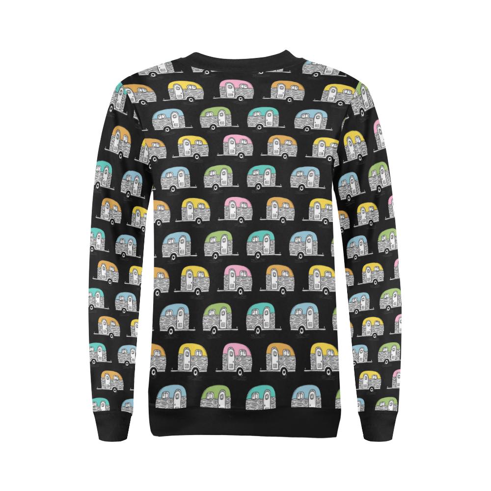 Camper Pattern Camping Themed No 2 Print Women Long Sleeve Sweatshirt-JorJune