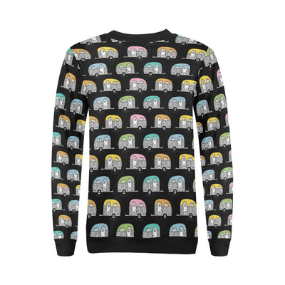 Camper Pattern Camping Themed No 2 Print Women Long Sleeve Sweatshirt-JorJune