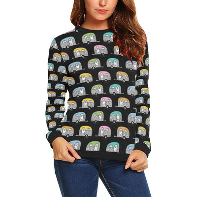 Camper Pattern Camping Themed No 2 Print Women Long Sleeve Sweatshirt-JorJune