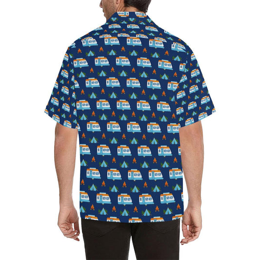 Camper Pattern Camping Themed No 3 Print Men Hawaiian Shirt-JorJune