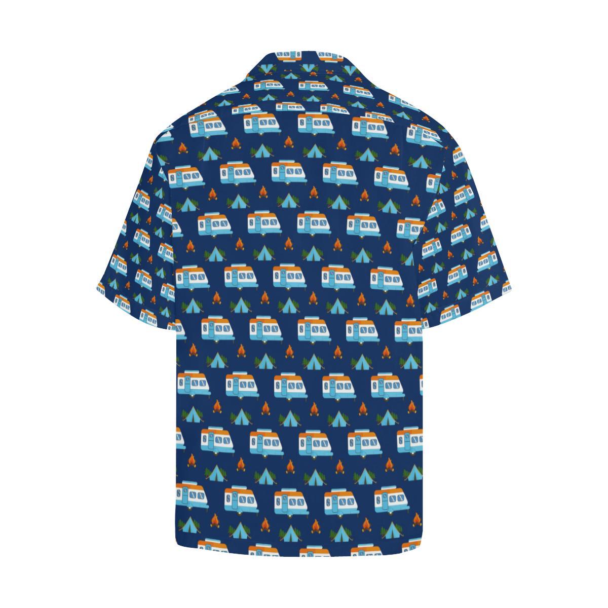 Camper Pattern Camping Themed No 3 Print Men Hawaiian Shirt-JorJune