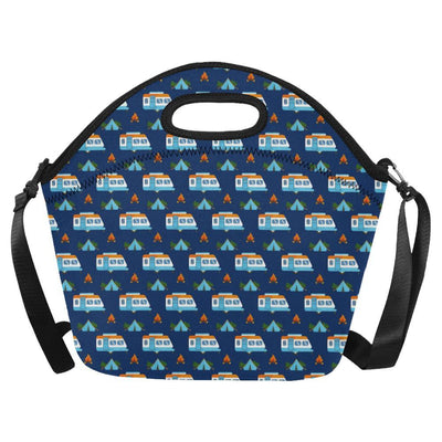 Camper Pattern Camping Themed No 3 Print Neoprene Lunch Bag-JorJune