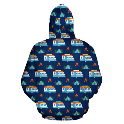 Camper Pattern Camping Themed No 3 Print Pullover Hoodie