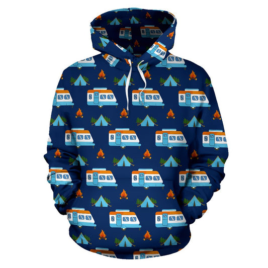 Camper Pattern Camping Themed No 3 Print Pullover Hoodie