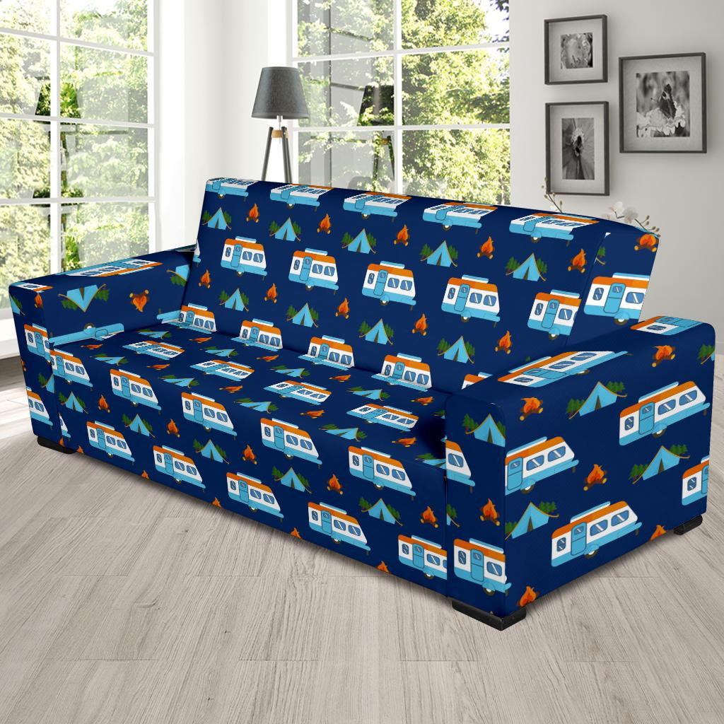 Camper Pattern Camping Themed No 3 Print Sofa Slipcover-JORJUNE.COM