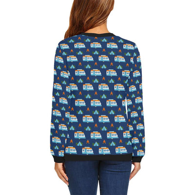 Camper Pattern Camping Themed No 3 Print Women Long Sleeve Sweatshirt-JorJune