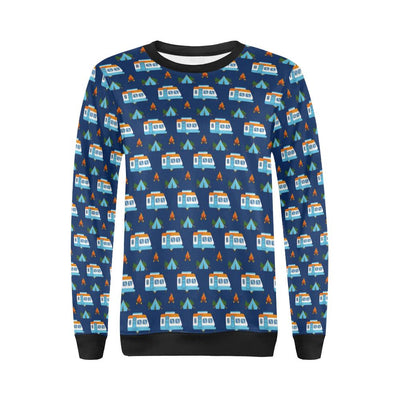 Camper Pattern Camping Themed No 3 Print Women Long Sleeve Sweatshirt-JorJune