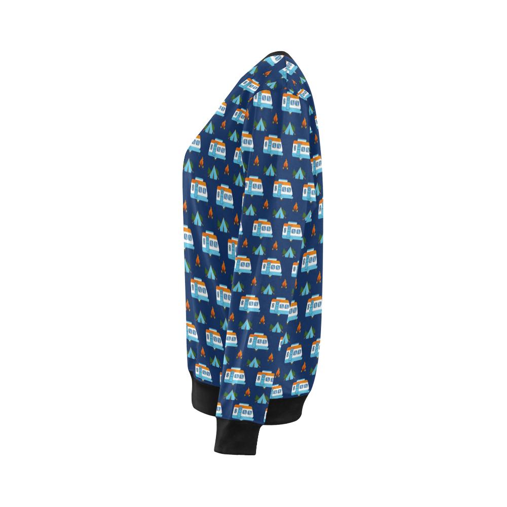 Camper Pattern Camping Themed No 3 Print Women Long Sleeve Sweatshirt-JorJune