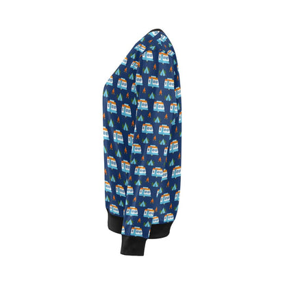 Camper Pattern Camping Themed No 3 Print Women Long Sleeve Sweatshirt-JorJune