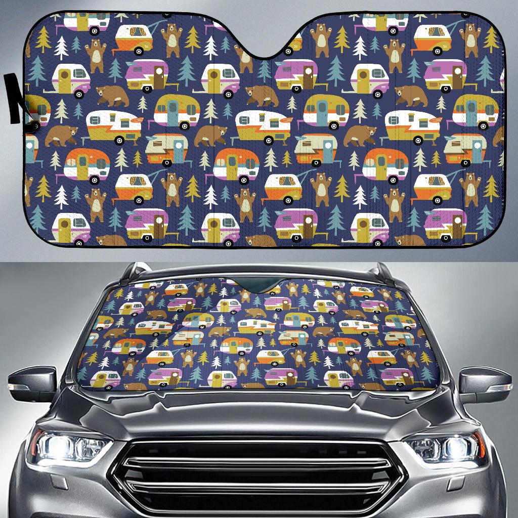 Camper Pattern Print Design 04 Car Sun Shade-JORJUNE.COM