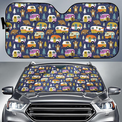 Camper Pattern Print Design 04 Car Sun Shade-JORJUNE.COM