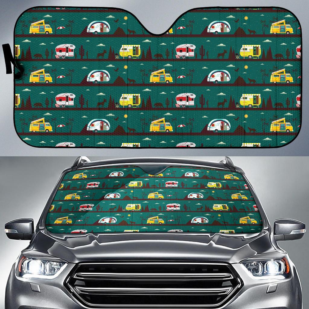 Camper Pattern Print Design 05 Car Sun Shade-JORJUNE.COM