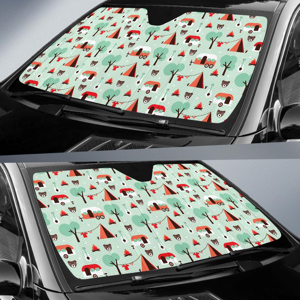 Camper Tent Pattern Print Design 01 Car Sun Shade-JORJUNE.COM