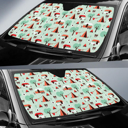 Camper Tent Pattern Print Design 01 Car Sun Shade-JORJUNE.COM