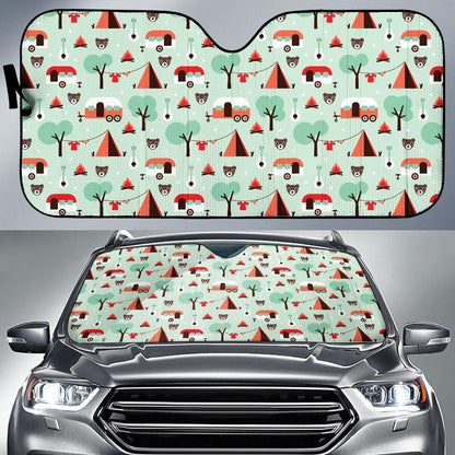 Camper Tent Pattern Print Design 01 Car Sun Shade-JORJUNE.COM