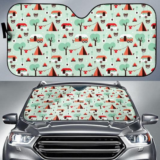 Camper Tent Pattern Print Design 01 Car Sun Shade-JORJUNE.COM