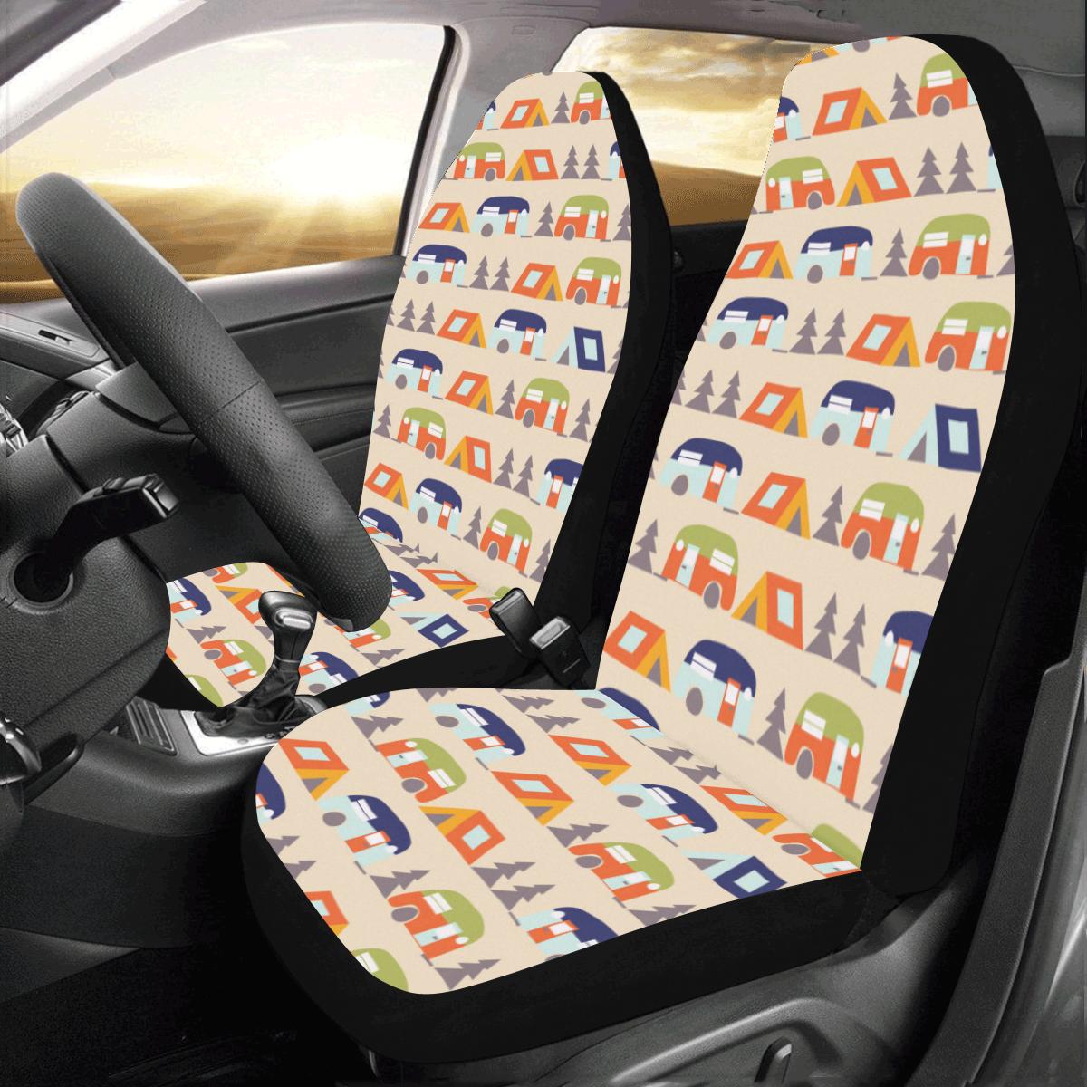 Camper Tent Pattern Print Design 03 Car Seat Covers (Set of 2)-JORJUNE.COM