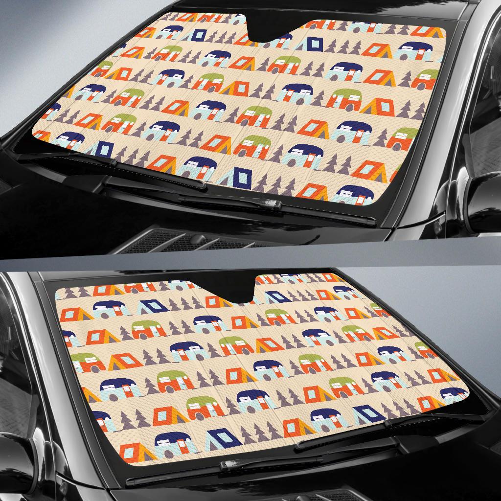 Camper Tent Pattern Print Design 03 Car Sun Shade-JORJUNE.COM