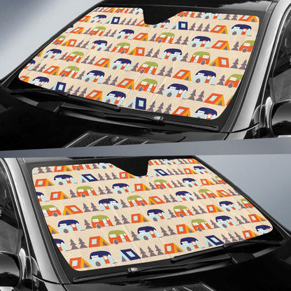 Camper Tent Pattern Print Design 03 Car Sun Shade-JORJUNE.COM