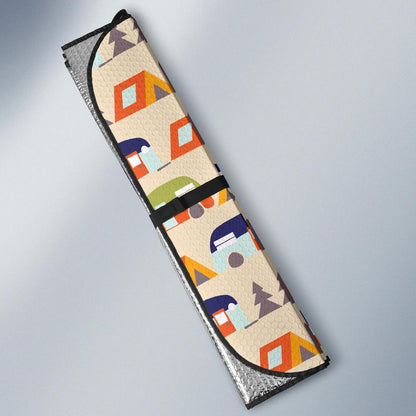 Camper Tent Pattern Print Design 03 Car Sun Shade-JORJUNE.COM