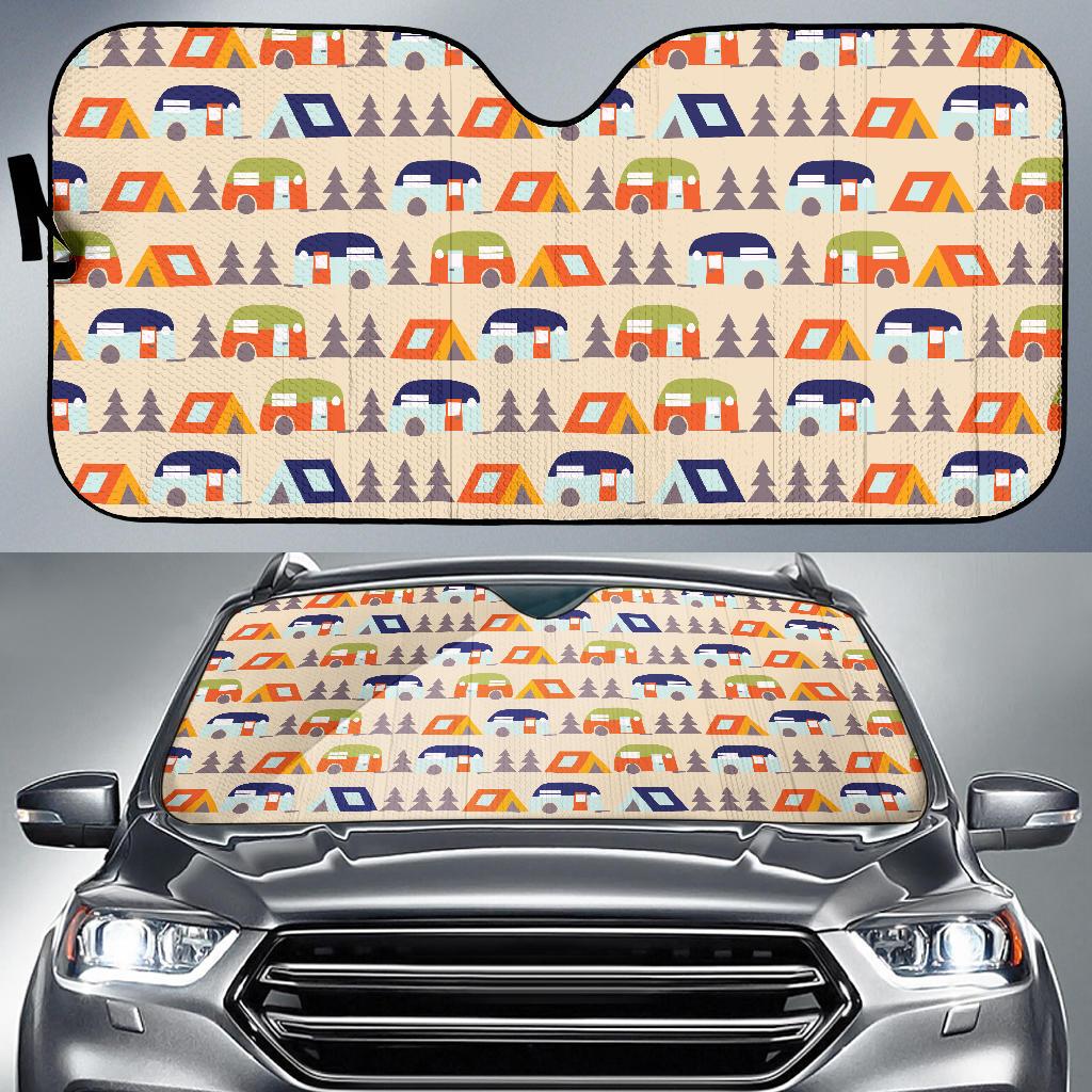 Camper Tent Pattern Print Design 03 Car Sun Shade-JORJUNE.COM