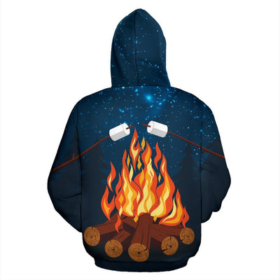 Campfire Camping Women Men Zip Up Hoodie