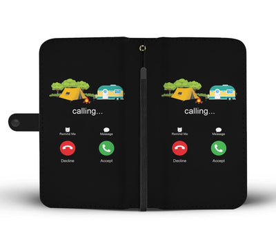 Camping calling Wallet Phone Case