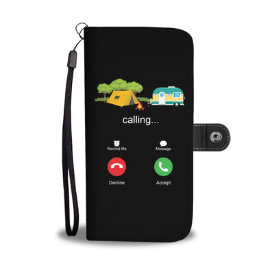 Camping calling Wallet Phone Case