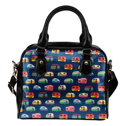 Camping camper Leather Shoulder Handbag
