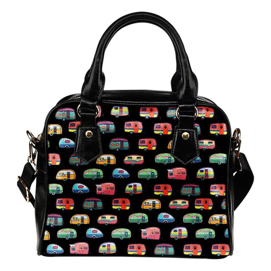 Camping camper Leather Shoulder Handbag