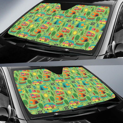 Camping Camper Pattern Print Design 04 Car Sun Shade-JORJUNE.COM