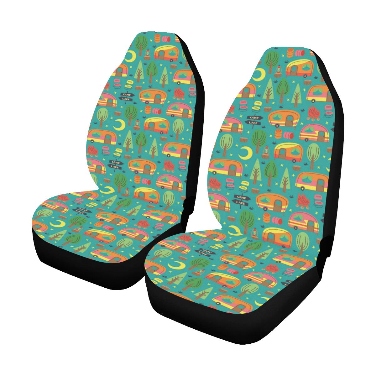 Camping Camper Pattern Print Design 05 Car Seat Covers (Set of 2)-JORJUNE.COM