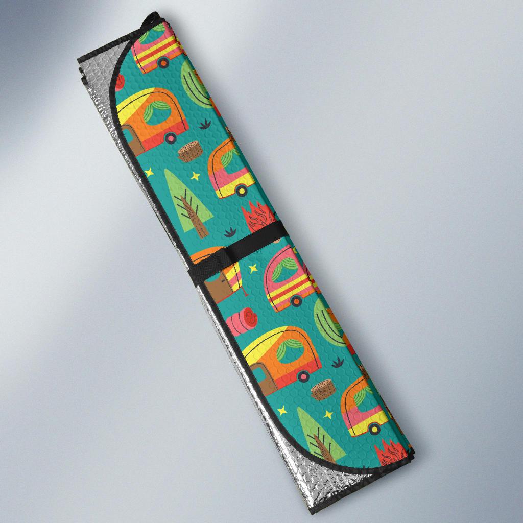 Camping Camper Pattern Print Design 05 Car Sun Shade-JORJUNE.COM