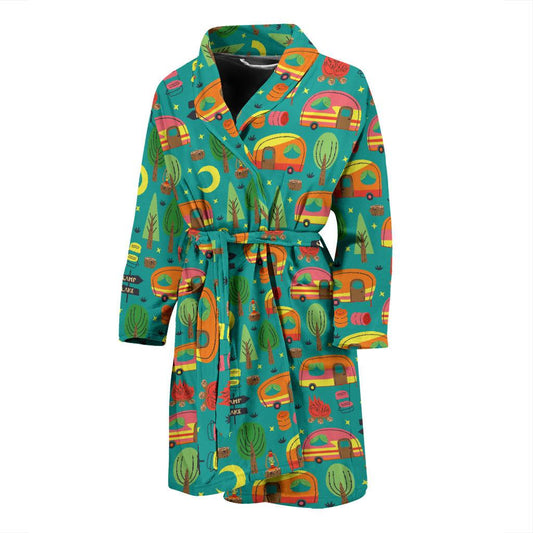 Camping Camper Pattern Print Design 05 Men Bathrobe-JORJUNE.COM