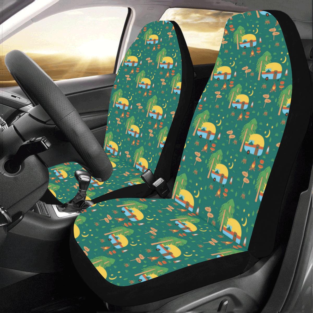 Camping Camper Pattern Print Design 06 Car Seat Covers (Set of 2)-JORJUNE.COM
