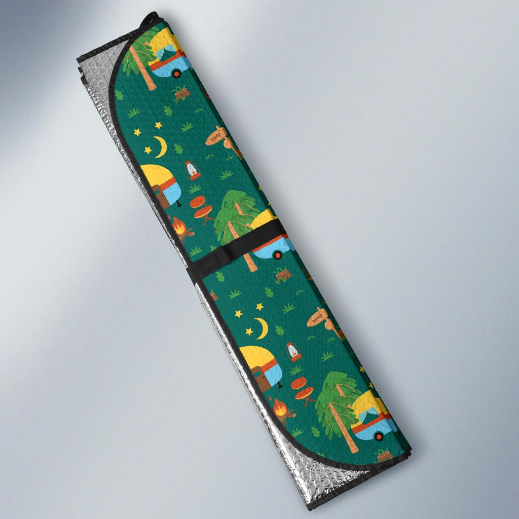 Camping Camper Pattern Print Design 06 Car Sun Shade-JORJUNE.COM