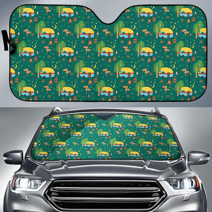 Camping Camper Pattern Print Design 06 Car Sun Shade-JORJUNE.COM