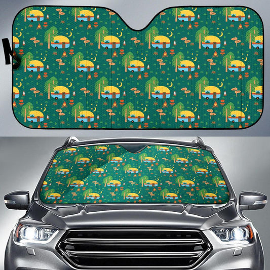 Camping Camper Pattern Print Design 06 Car Sun Shade-JORJUNE.COM