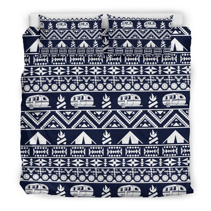 Camping Camper Tent Aztec Duvet Cover Bedding Set