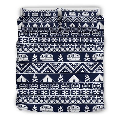 Camping Camper Tent Aztec Duvet Cover Bedding Set