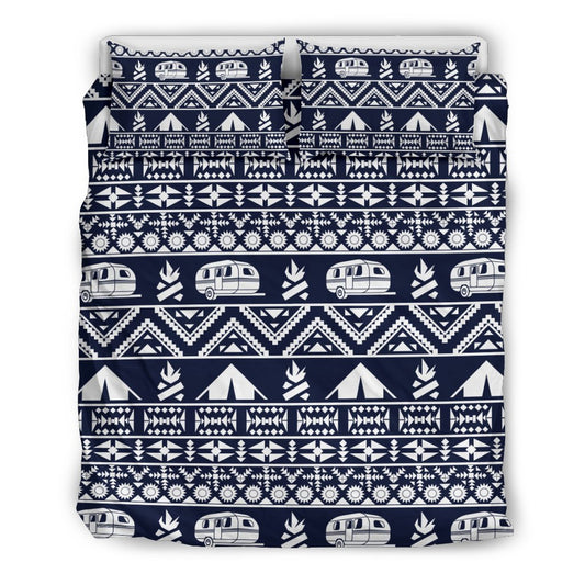 Camping Camper Tent Aztec Duvet Cover Bedding Set