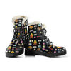 Camping Campfire Marshmallows Faux Fur Leather Boots
